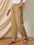 Full Size Elastic Waist Pants with Pockets elegancydose