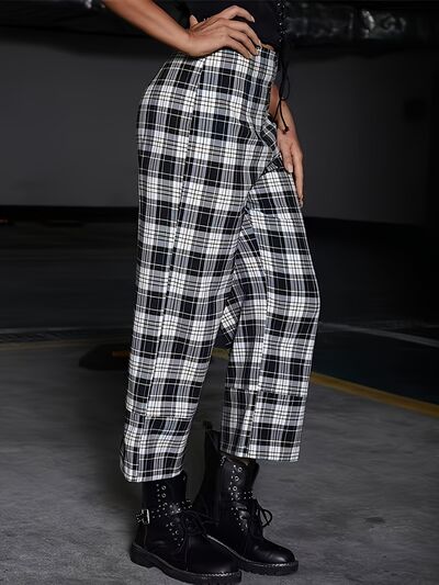 Full Size Plaid High Waist Pants elegancydose