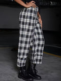Full Size Plaid High Waist Pants elegancydose