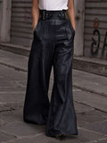 Half Elastic Waist Wide Leg Pants elegancydose