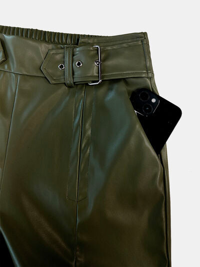 Half Elastic Waist Wide Leg Pants elegancydose