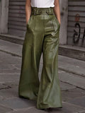 Half Elastic Waist Wide Leg Pants elegancydose
