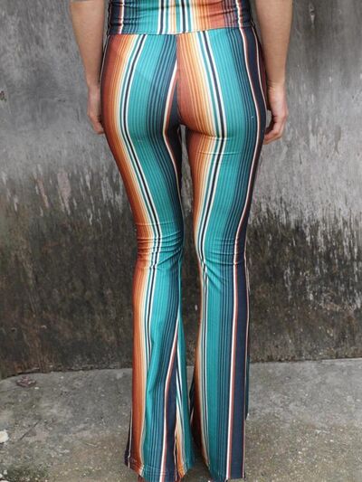 High Waist Striped Bootcut Pants elegancydose