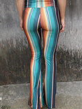 High Waist Striped Bootcut Pants elegancydose