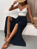 Honey Tied Slit Wide Leg Pants elegancydose