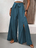 Honey Tied Slit Wide Leg Pants elegancydose
