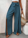Honey Tied Slit Wide Leg Pants elegancydose