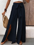 Honey Tied Slit Wide Leg Pants elegancydose