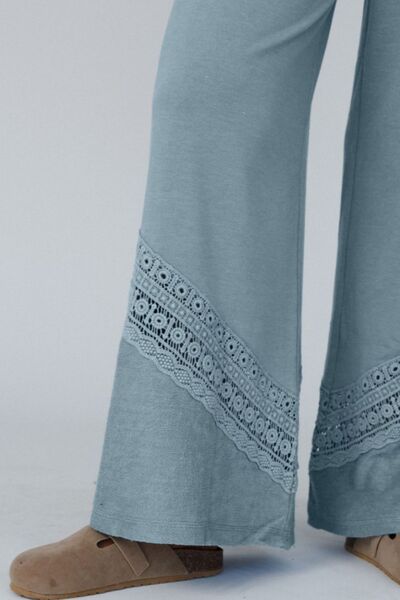 Lace Detail Wide Leg Pants elegancydose
