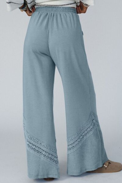 Lace Detail Wide Leg Pants elegancydose