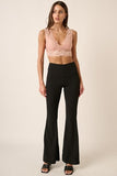 Mittoshop Crepe Knit Elastic Waist Flare Leg Pants elegancydose