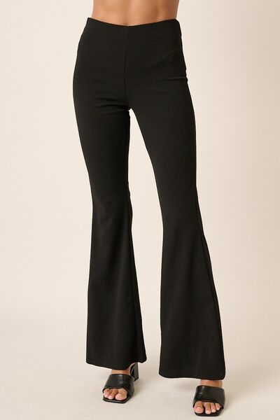 Mittoshop Crepe Knit Elastic Waist Flare Leg Pants elegancydose