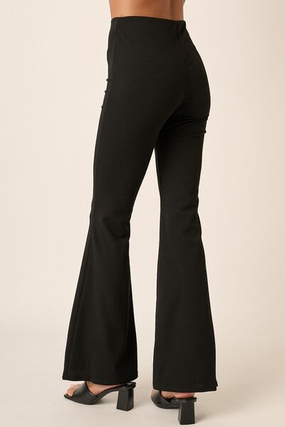 Mittoshop Crepe Knit Elastic Waist Flare Leg Pants elegancydose