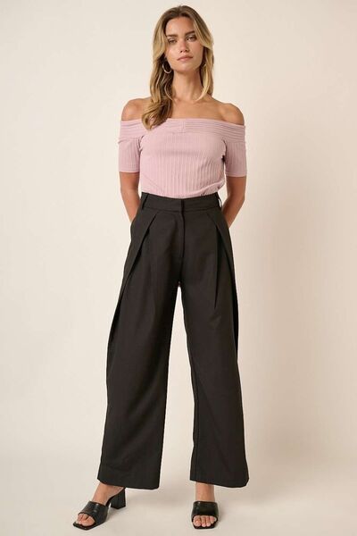 Mittoshop Deep Pleated High Waisted Wide Leg Pants elegancydose