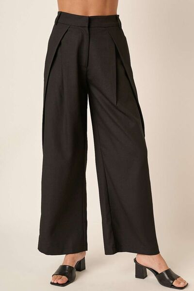 Mittoshop Deep Pleated High Waisted Wide Leg Pants elegancydose