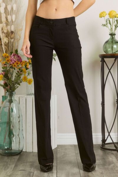 Mittoshop Full Size Solid Color Pants with Pocket Plus Size elegancydose