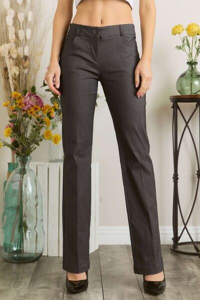Mittoshop Full Size Solid Color Pants with Pocket Plus Size elegancydose