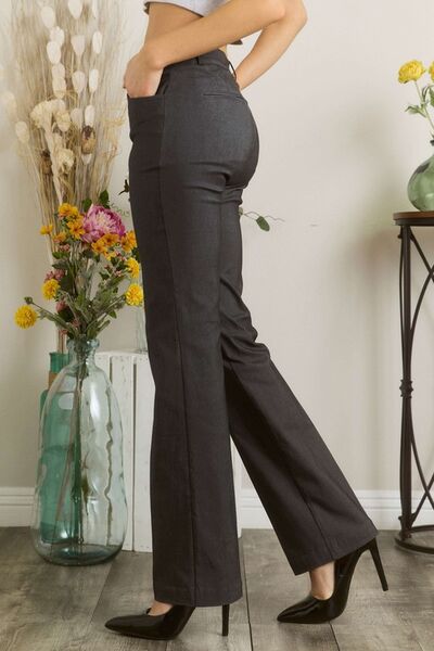 Mittoshop Full Size Solid Color Pants with Pocket Plus Size elegancydose