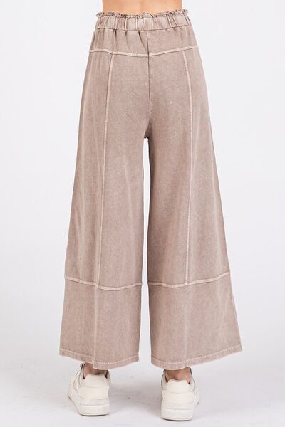 Mittoshop Mineral Wash Seam French Terry Wide Leg Pants elegancydose