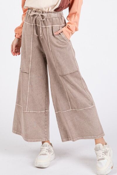 Mittoshop Mineral Wash Seam French Terry Wide Leg Pants elegancydose