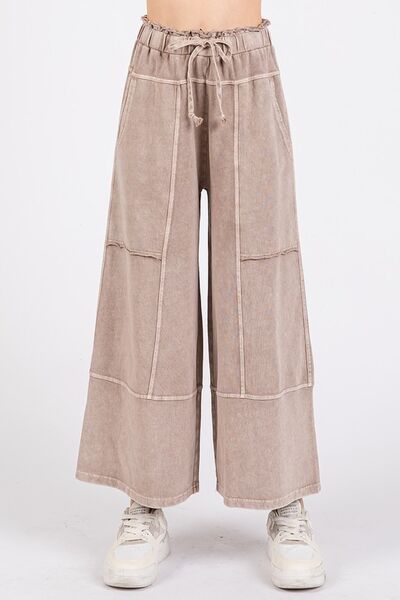 Mittoshop Mineral Wash Seam French Terry Wide Leg Pants elegancydose