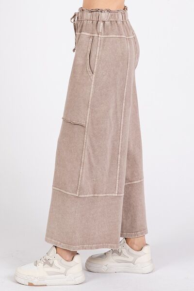 Mittoshop Mineral Wash Seam French Terry Wide Leg Pants elegancydose