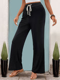 Perfee Drawstring High Waist Straight Pants elegancydose