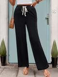 Perfee Drawstring High Waist Straight Pants elegancydose