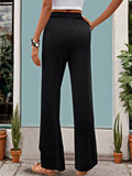 Perfee Drawstring High Waist Straight Pants elegancydose