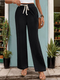 Perfee Drawstring High Waist Straight Pants elegancydose