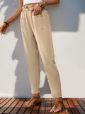 Perfee Frill High Waist Pants with Pockets elegancydose