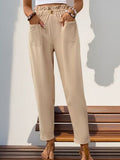 Perfee Frill High Waist Pants with Pockets elegancydose