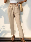 Perfee Frill High Waist Pants with Pockets elegancydose