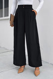 Perfee High Waist Ruched Pocketed Wide Leg Pants elegancydose