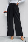 Perfee High Waist Ruched Pocketed Wide Leg Pants elegancydose