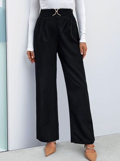 Perfee High Waist Straight Leg Pants elegancydose