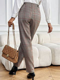 Perfee Plaid Straight Pants with Pockets elegancydose