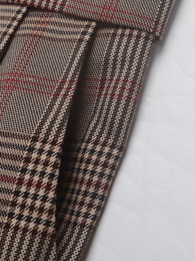 Perfee Plaid Straight Pants with Pockets elegancydose