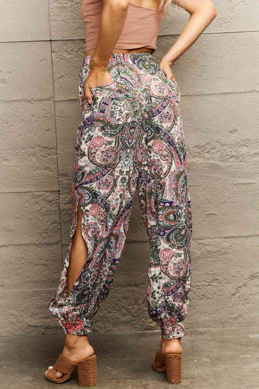 Perfee Printed Cutout Long Pants elegancydose