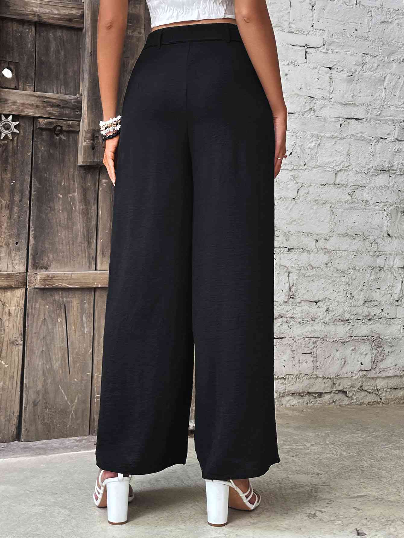 Perfee Ruched High Waist Wide Leg Pants elegancydose