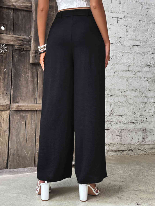Perfee Ruched High Waist Wide Leg Pants elegancydose