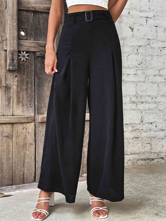 Perfee Ruched High Waist Wide Leg Pants elegancydose