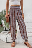 Perfee Smocked Printed High Waist Pants elegancydose
