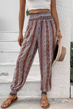 Perfee Smocked Printed High Waist Pants elegancydose