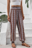 Perfee Smocked Printed High Waist Pants elegancydose