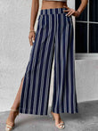 Perfee Striped Slit Wide Leg Pants elegancydose