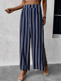 Perfee Striped Slit Wide Leg Pants elegancydose