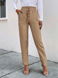 Perfee Texture Drawstring Pants with Pockets elegancydose