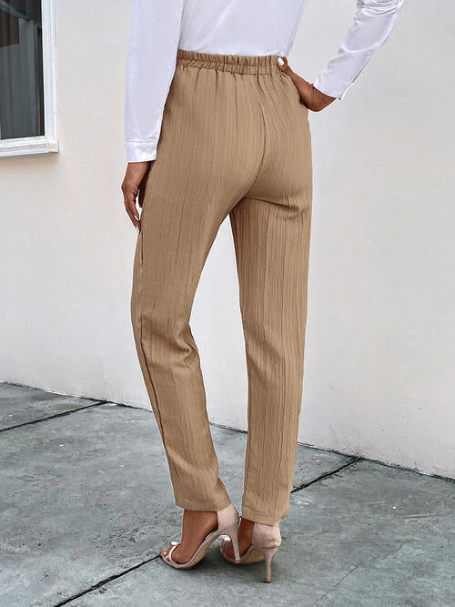 Perfee Texture Drawstring Pants with Pockets elegancydose