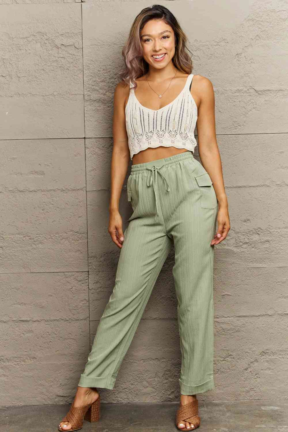 Perfee Tie Waist Long Pants elegancydose